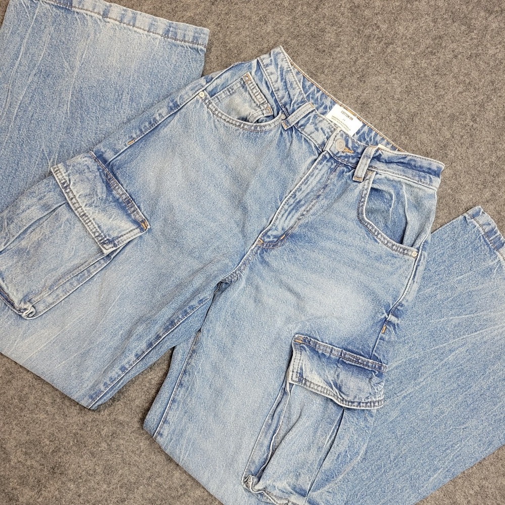 Cotton On Jeans Womens 24 Blue Curvy Cargo Grunge Flared Streetwear Y2K‎ Baggy